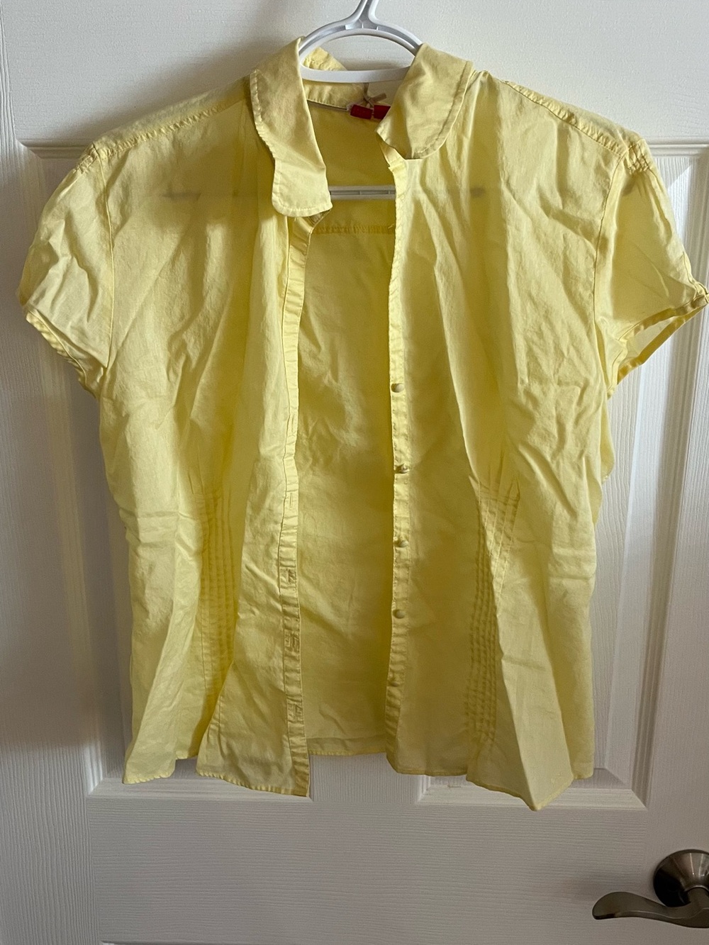 Esprit Short-Sleeve Button Down Shirt - Pale Yellow